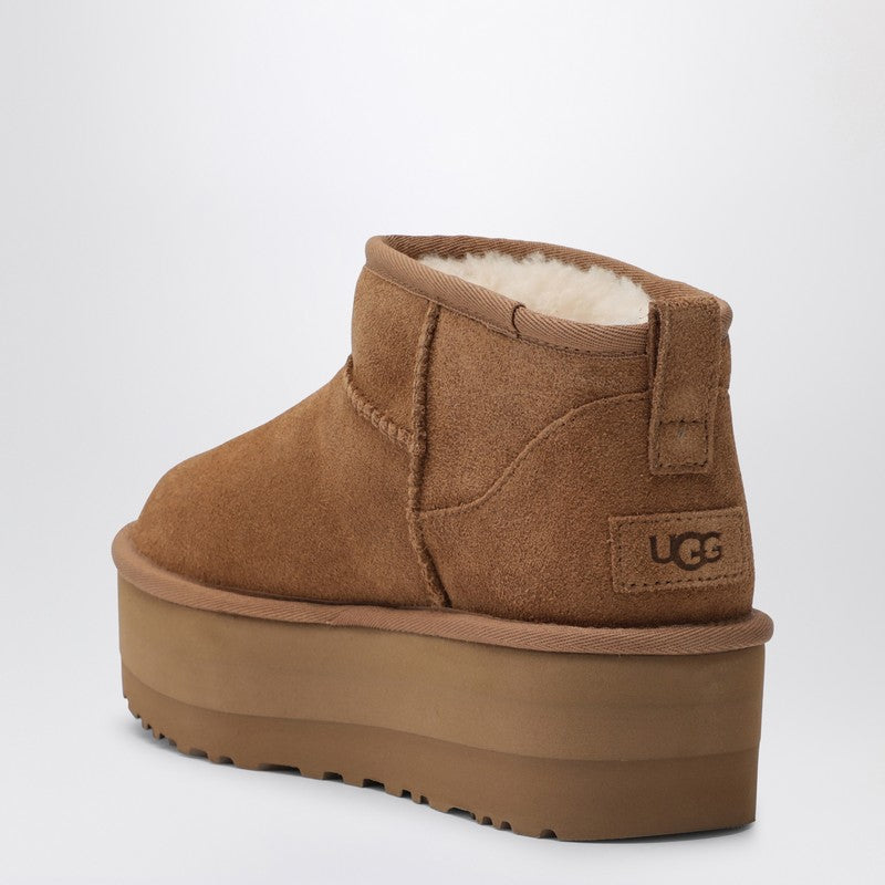 Ugg Classic Ultra Mini Platform Ankle Boots Chestnut Brown