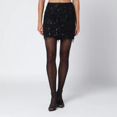Rotate Black Mini Skirt With Beaded Fringes