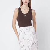 Rotate Brown Cotton-Blend Tank Top