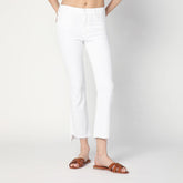 Mother The Insider Crop Step Fray Jeans In White