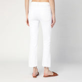 Mother The Insider Crop Step Fray Jeans In White