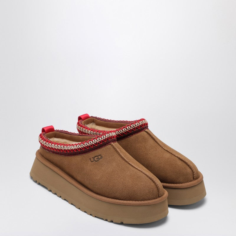 Ugg Tazz Chestnut Suede Platform Slippers Brown