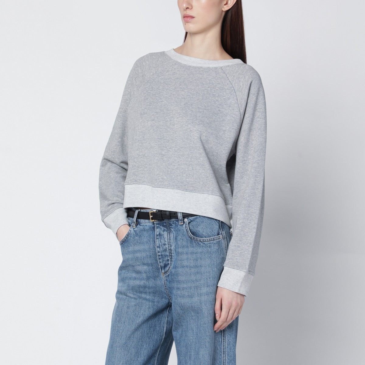 Victoria Beckham Constance crew-neck cotton sweatshirt grey mélange Grey