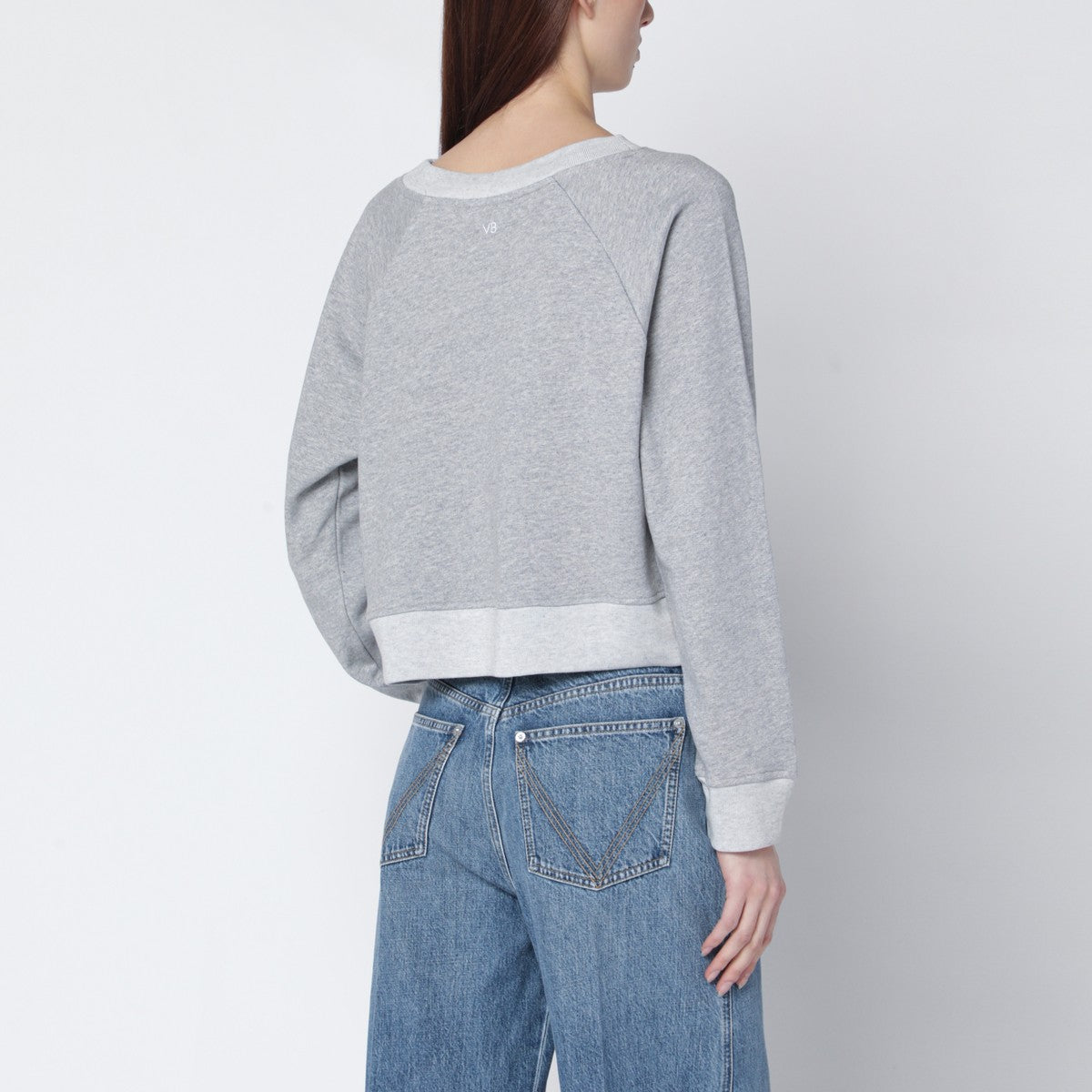 Victoria Beckham Constance crew-neck cotton sweatshirt grey mélange Grey