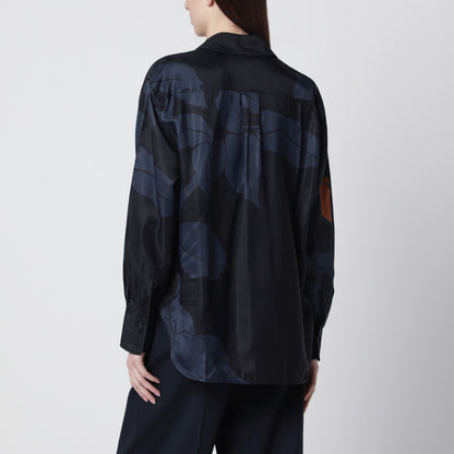 Victoria Beckham Floral Pattern Navy Shirt Blue
