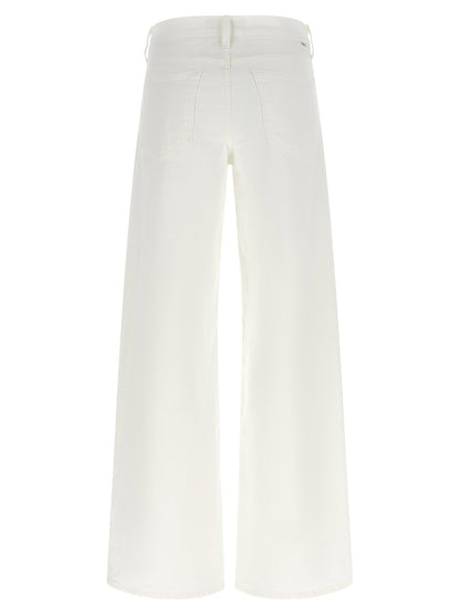 Mother The Rerun Zip Sneak Jeans White