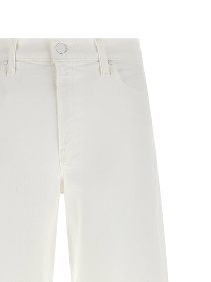 Mother The Rerun Zip Sneak Jeans White