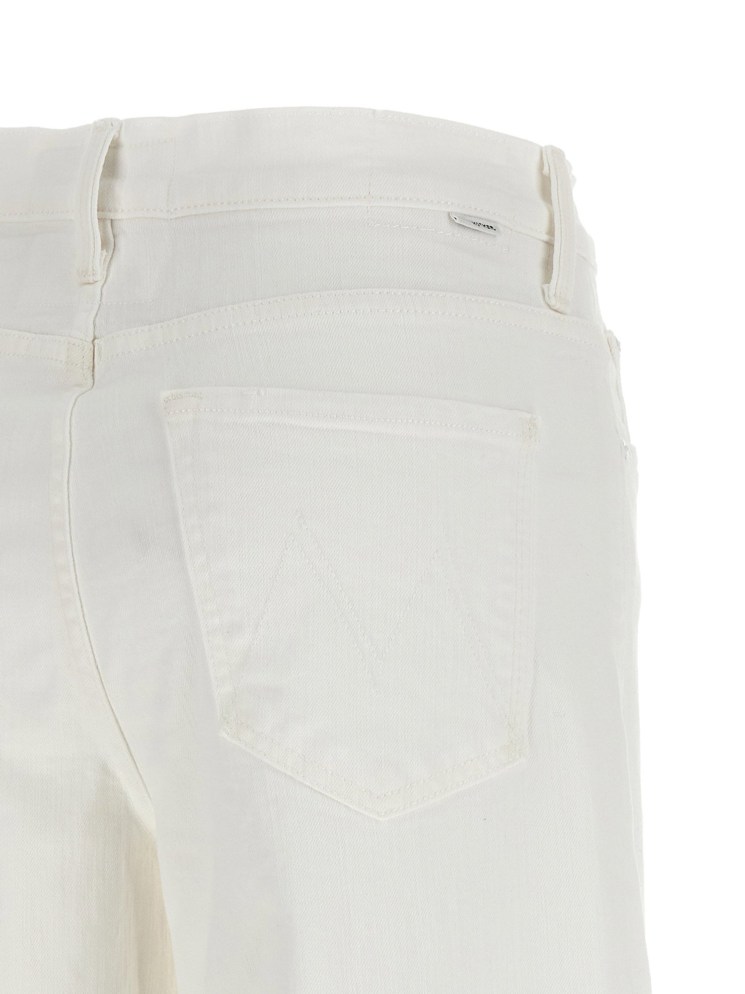 Mother The Rerun Zip Sneak Jeans White