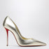 Christian Louboutin Miss Z Silver Laminated Nappa Leather Pumps Metal