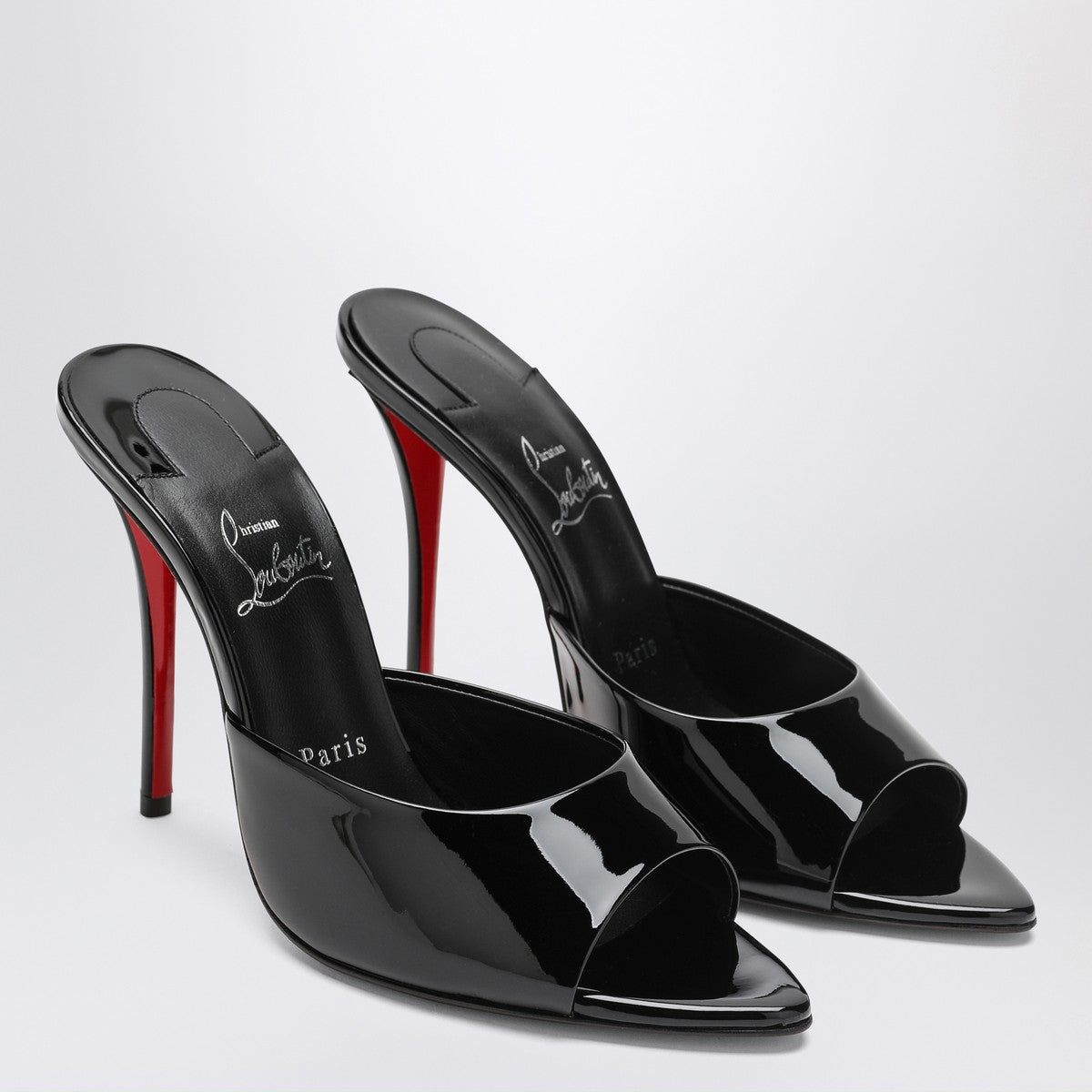 Christian Louboutin Miss Z 100 black patent leather mules with stiletto heel black