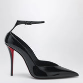 Christian Louboutin Black Patent Leather Erozee Pumps With Ankle Strap
