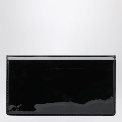 Christian Louboutin Bettina Black Patent Leather Clutch with Gold-Tone Strap Black