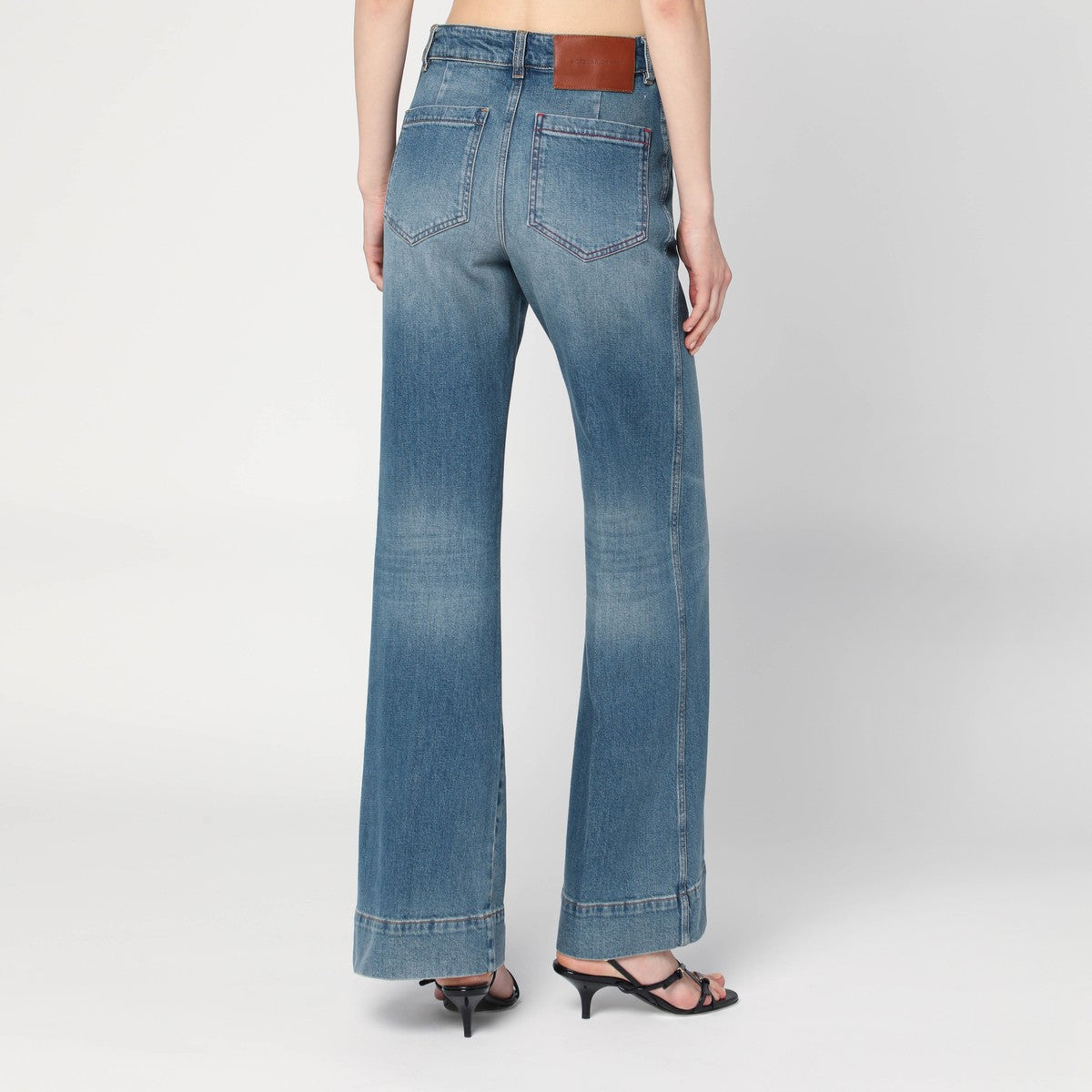 Victoria Beckham Wide-Leg Faded Blue High-Waisted Jeans Blue