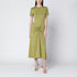 Victoria Beckham Blaire Gathered Waist Midi Dress in Yellowish Green Green