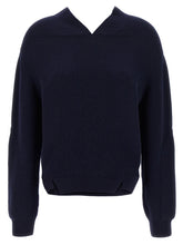 Victoria Beckham V-neck Yoke Detail Sweater Blue