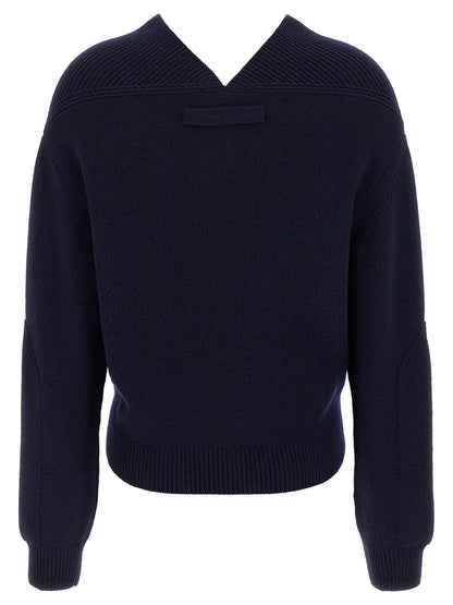 Victoria Beckham V-neck Yoke Detail Sweater Blue