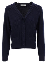 Victoria Beckham Stepped Hem Cardigan Blue