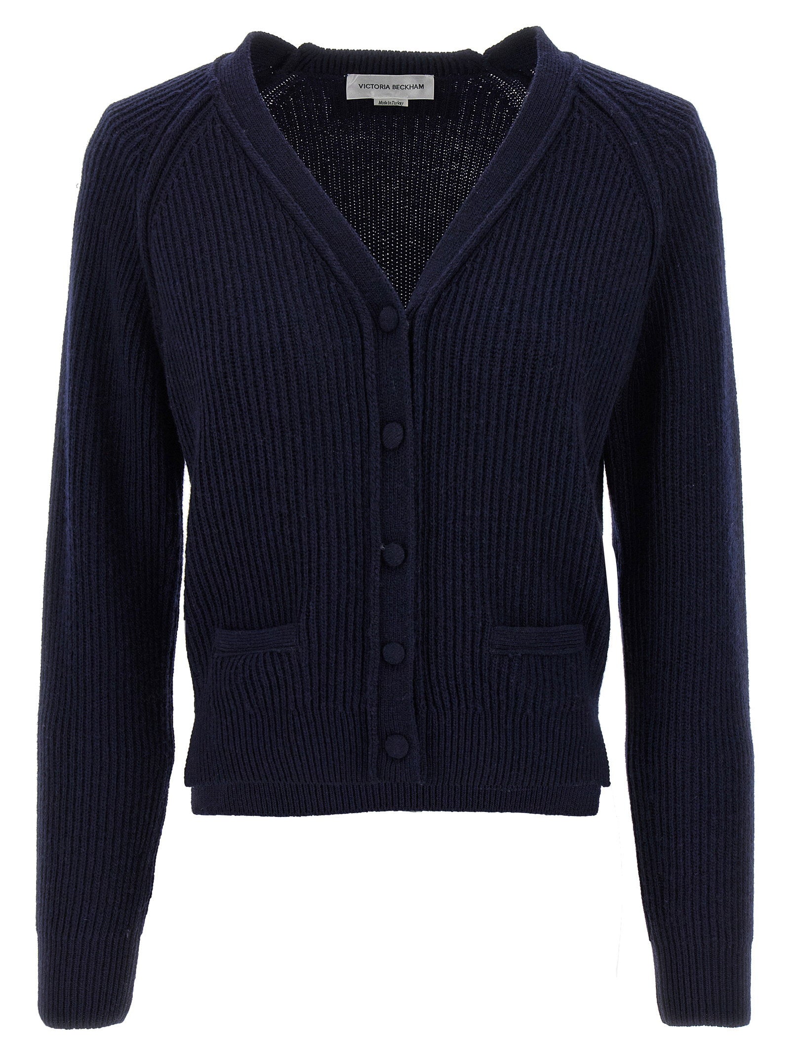 Victoria Beckham Stepped Hem Cardigan Blue