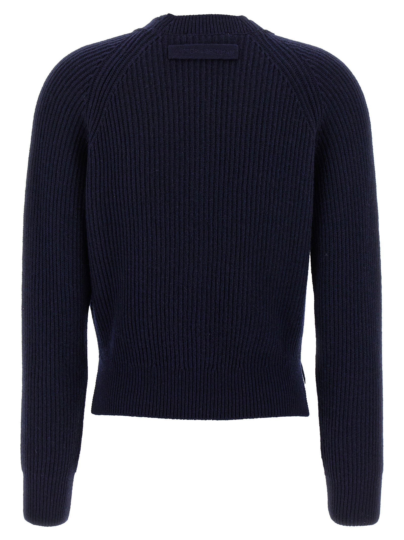Victoria Beckham Stepped Hem Cardigan Blue