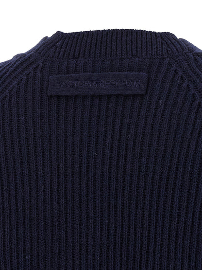 Victoria Beckham Stepped Hem Cardigan Blue