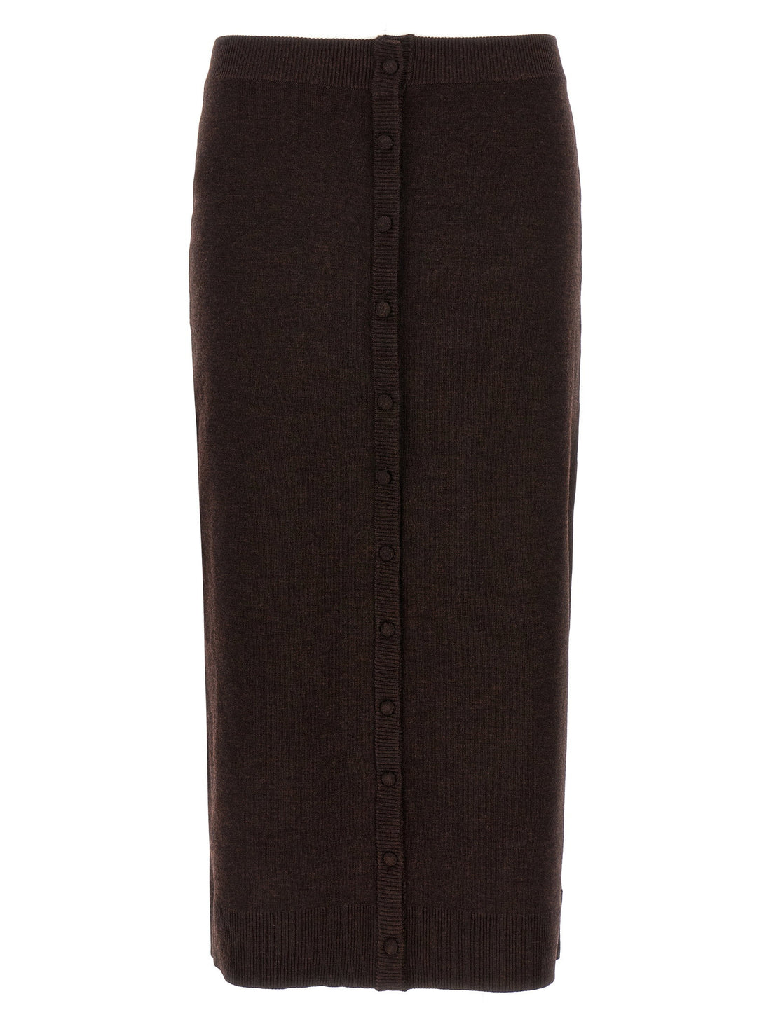 Victoria Beckham Bottoni Midi Skirt Brown