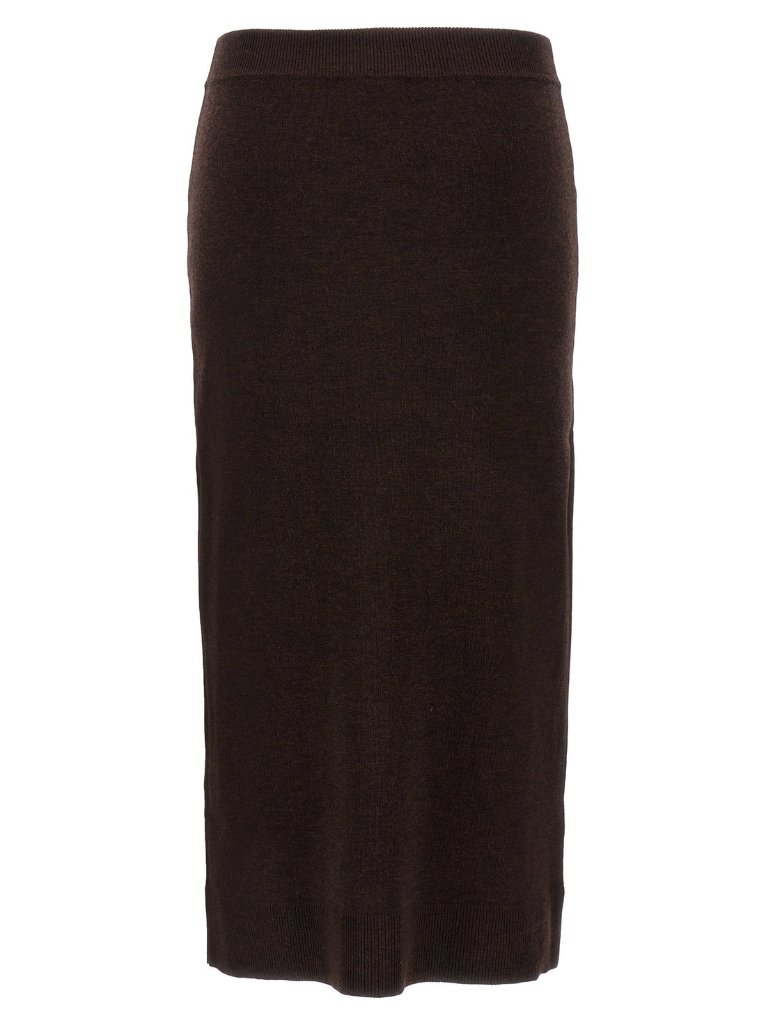 Victoria Beckham Bottoni Midi Skirt Brown