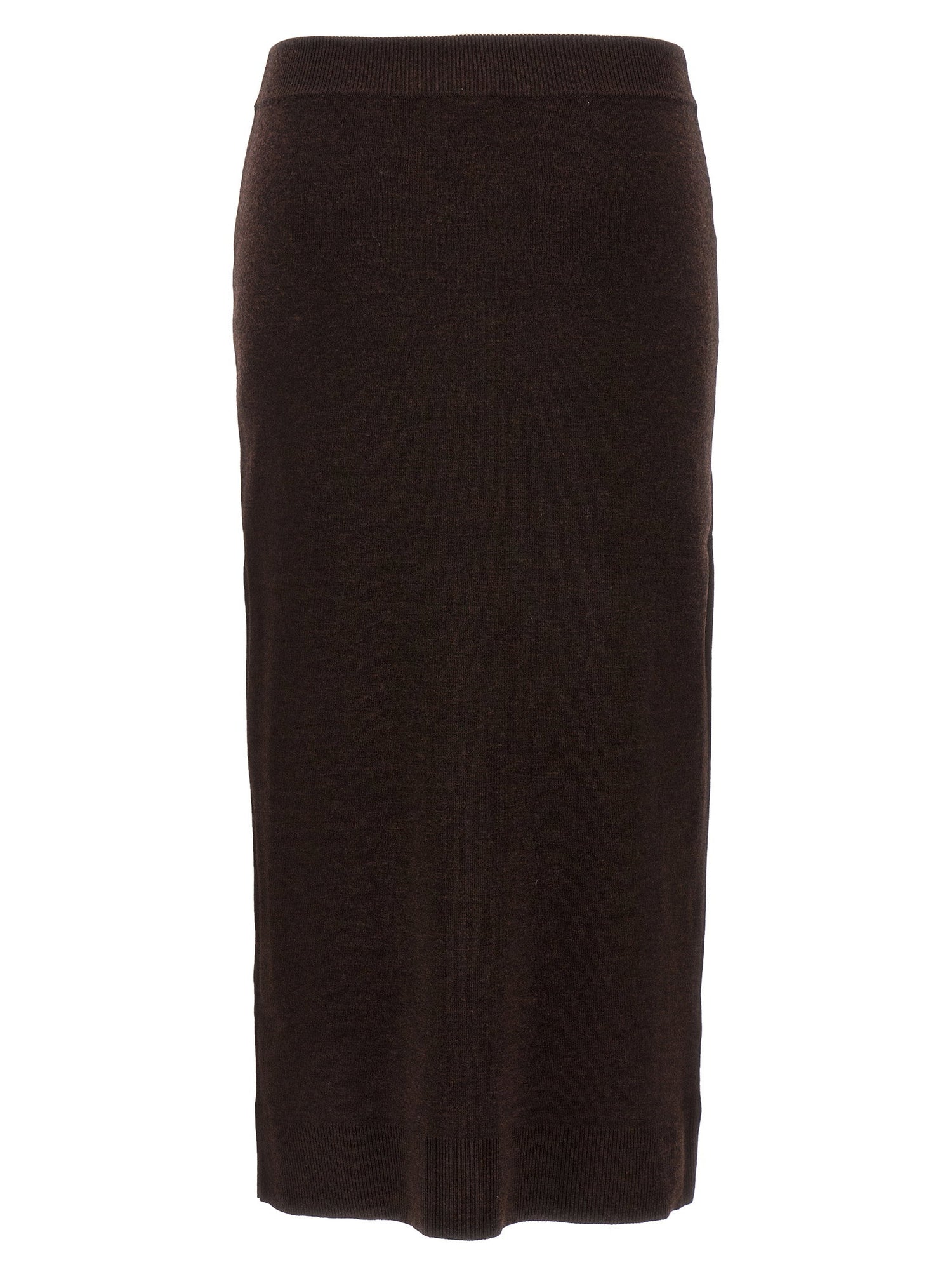 Victoria Beckham Bottoni Midi Skirt Brown