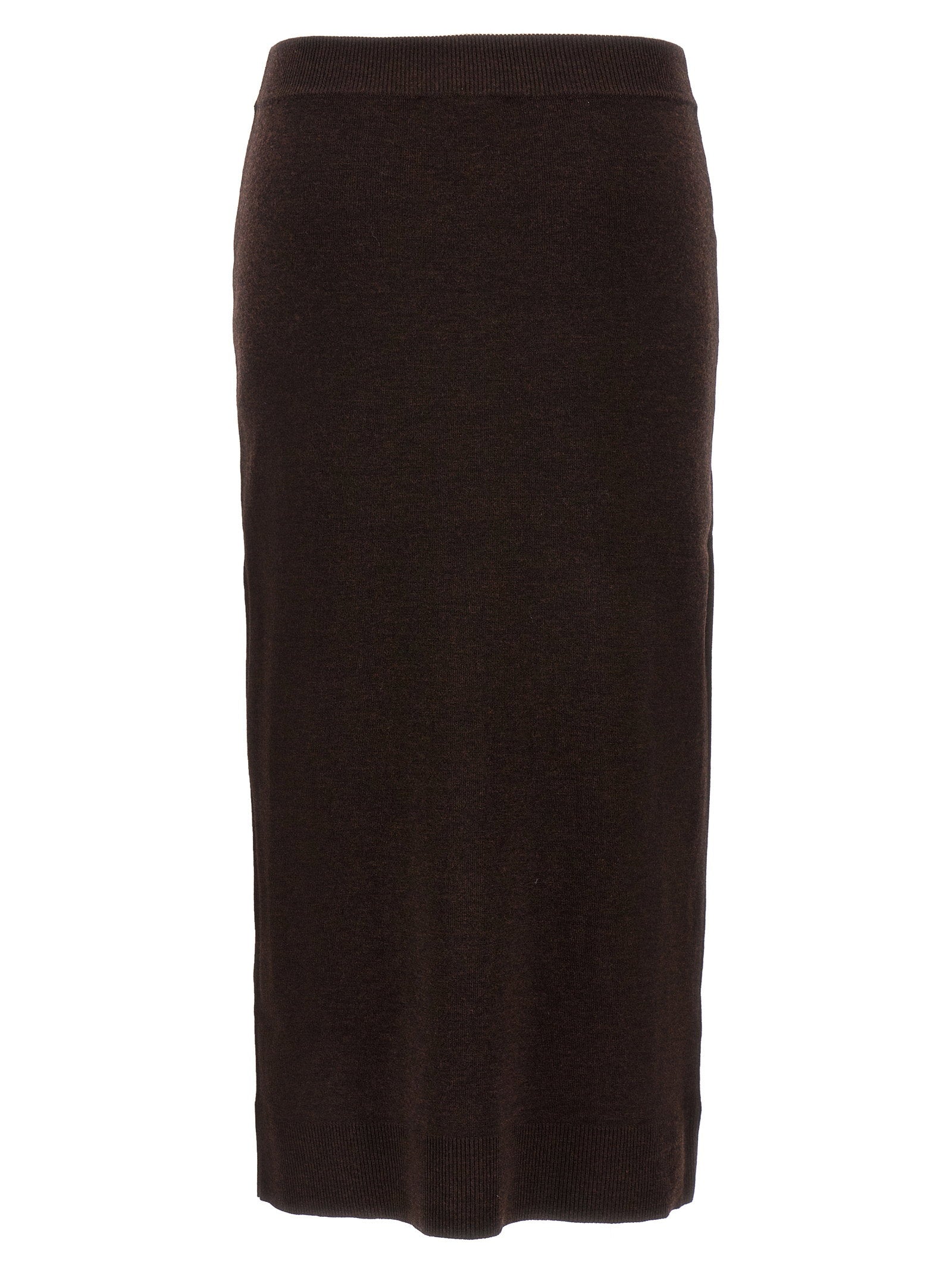 Victoria Beckham Bottoni Midi Skirt Brown