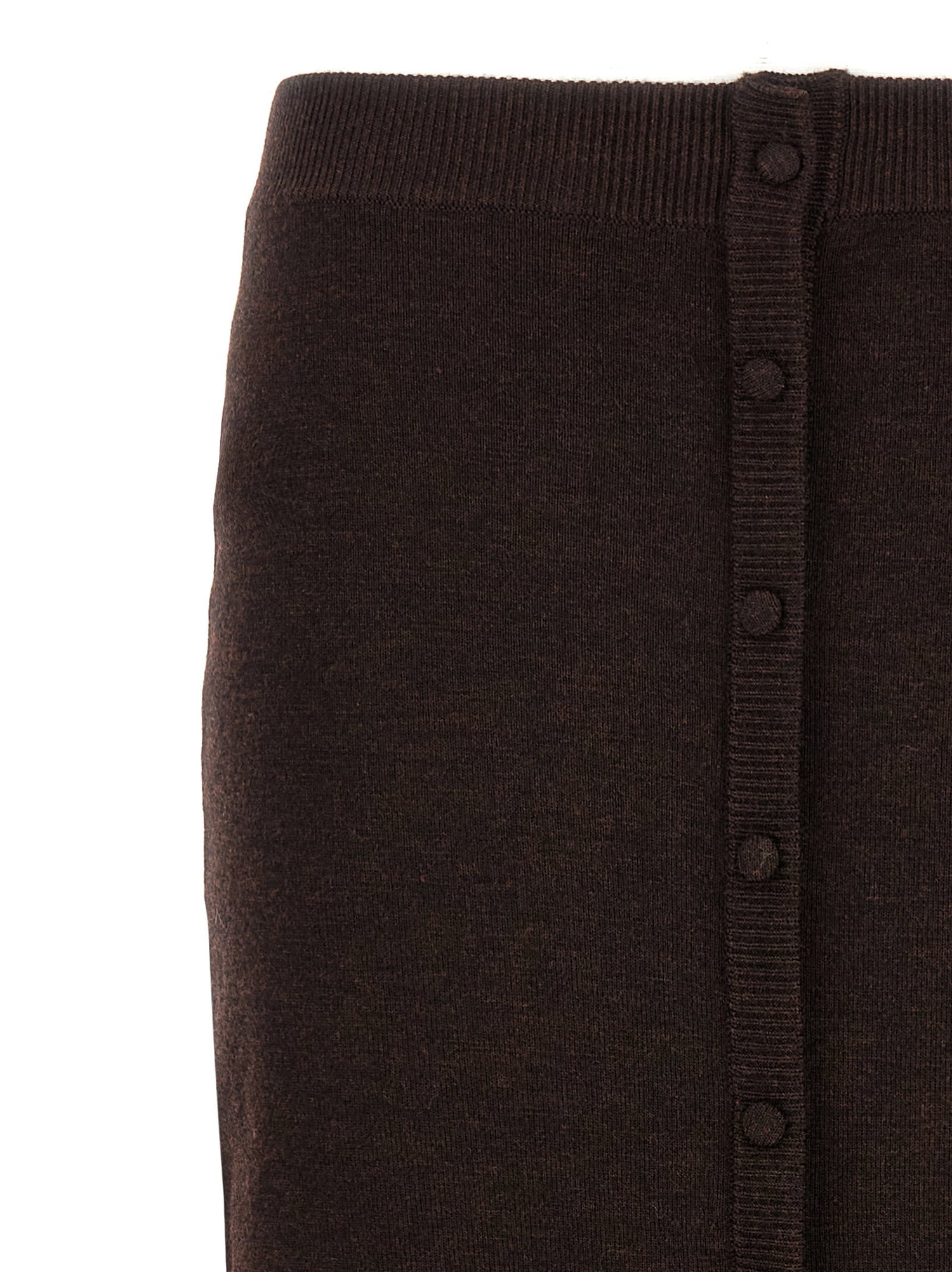 Victoria Beckham Bottoni Midi Skirt Brown