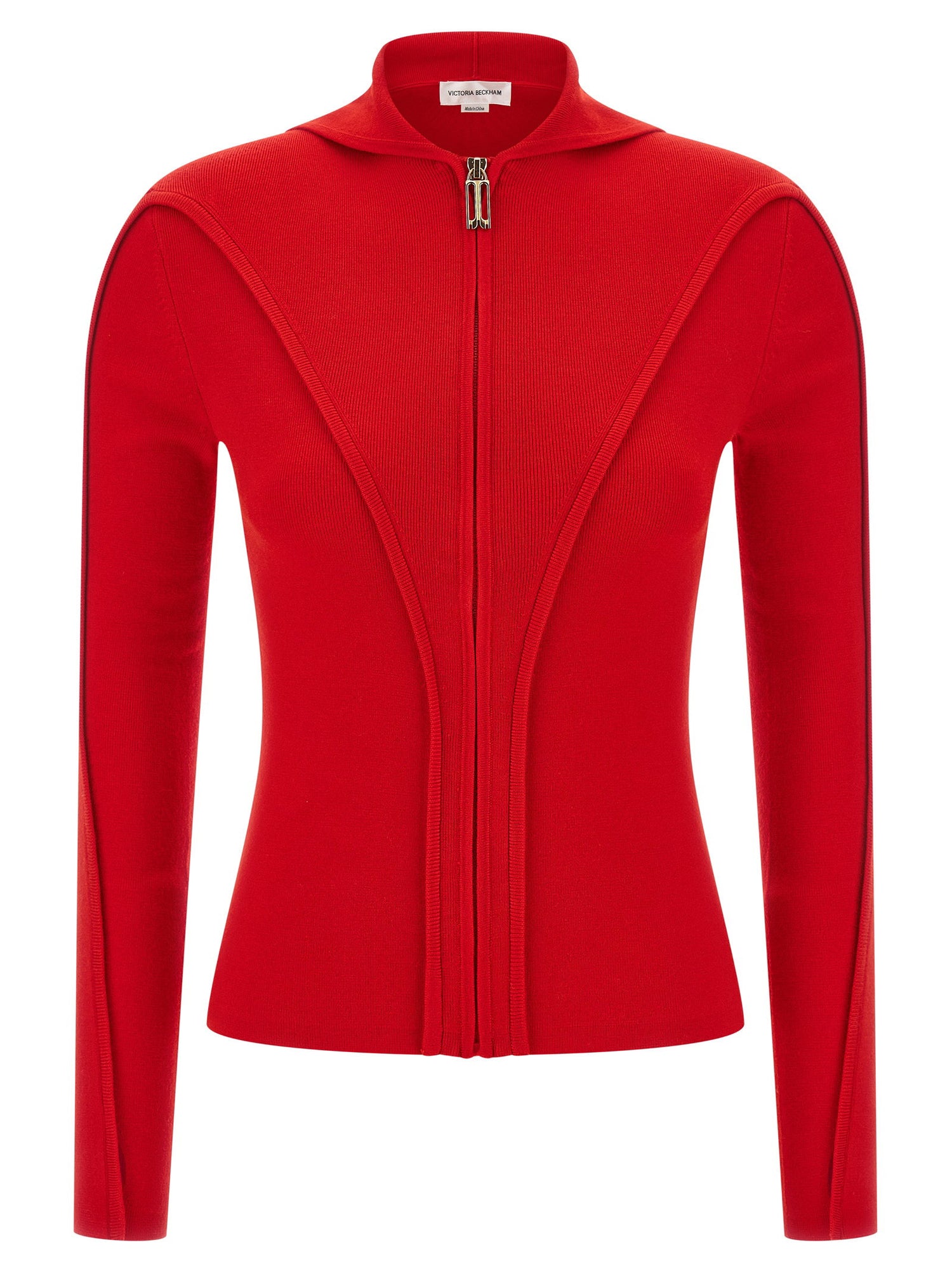 Victoria Beckham Hooded Cardigan Red