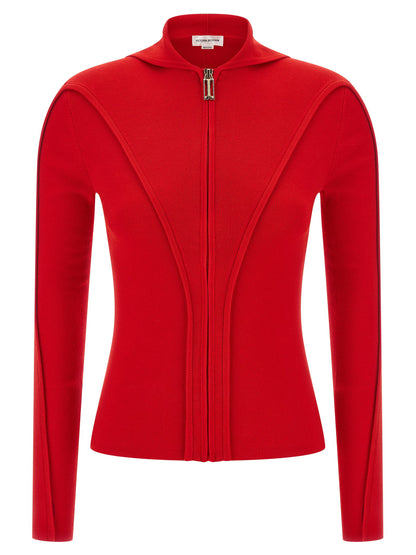 Victoria Beckham Hooded Cardigan Red