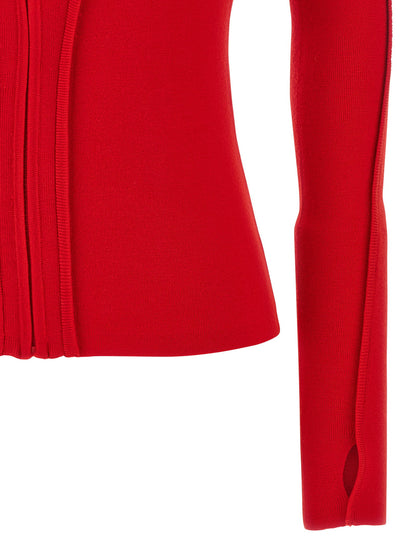 Victoria Beckham Hooded Cardigan Red