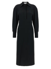 Victoria Beckham Long Sleeve Polo Collar Midi Dress Black