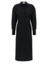 Victoria Beckham Long Sleeve Polo Collar Midi Dress Black