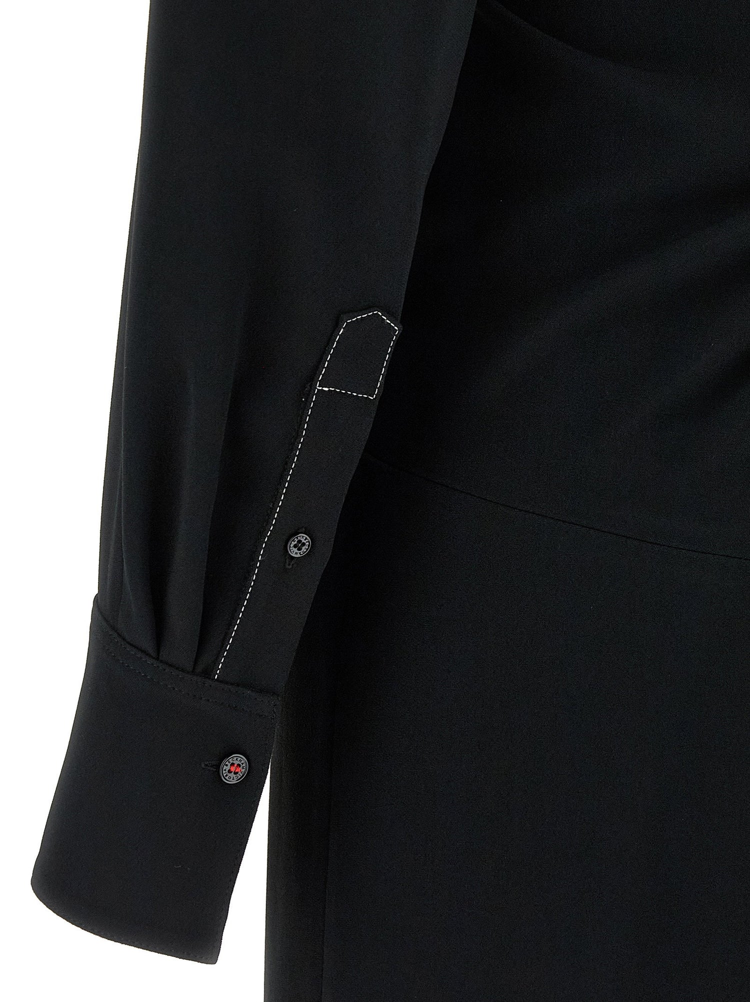 Victoria Beckham Long Sleeve Polo Collar Midi Dress Black