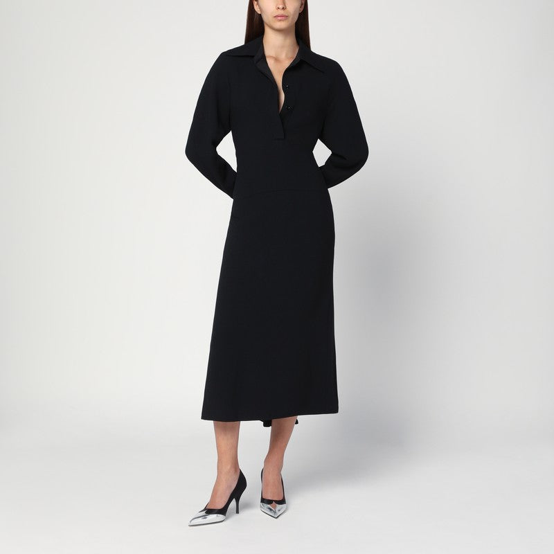 Victoria Beckham Black Satin Midi Shirt Dress Black