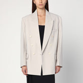 Victoria Beckham Double-Breasted Wool-Blend Jacket in Pumice Grey Grey