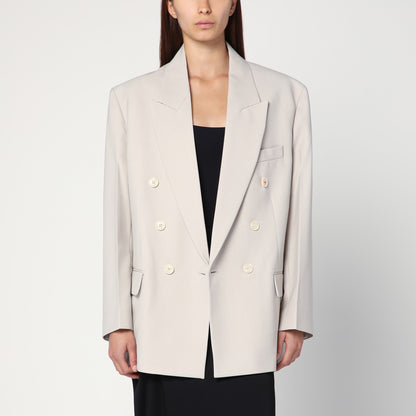 Victoria Beckham Double-Breasted Wool-Blend Jacket in Pumice Grey Grey