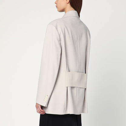 Victoria Beckham Double-Breasted Wool-Blend Jacket in Pumice Grey Grey
