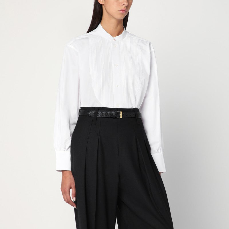 Victoria Beckham Mandarin-Collar Organic Cotton Shirt White White