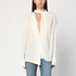 Victoria Beckham Ivory Draped Silk Blouse with Scarf Detail White