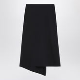 Victoria Beckham Navy Wool-Blend Midi Skirt with Asymmetrical Hem Blue