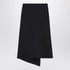 Victoria Beckham Navy Wool-Blend Midi Skirt with Asymmetrical Hem Blue