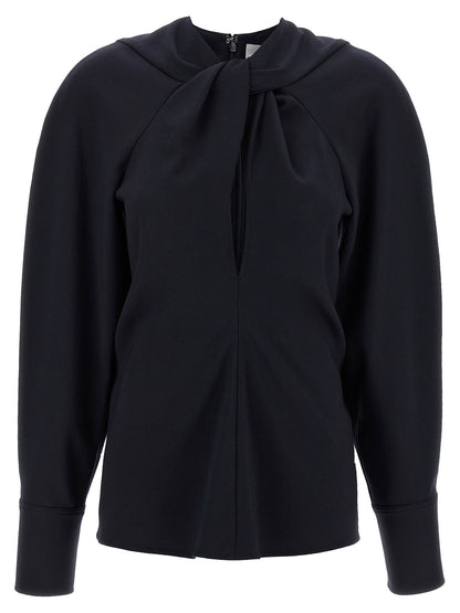 Victoria Beckham Twist Detail Blouse Blue