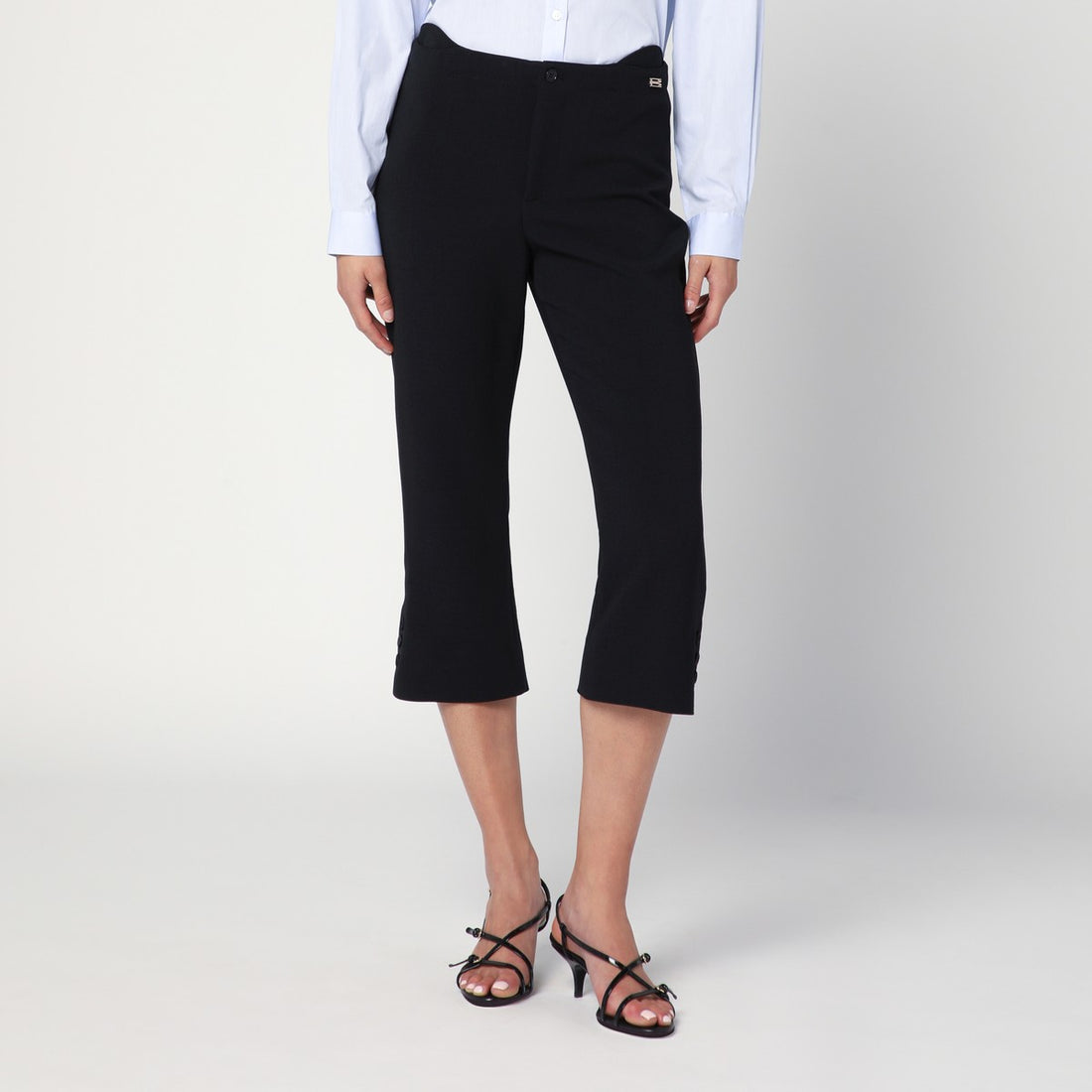Victoria Beckham Cropped Wool-Blend Tailored Trousers Black