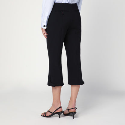Victoria Beckham Cropped Wool-Blend Tailored Trousers Black