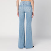Mother Flared Light Blue Cotton Denim Jeans with Faded Effect light blue