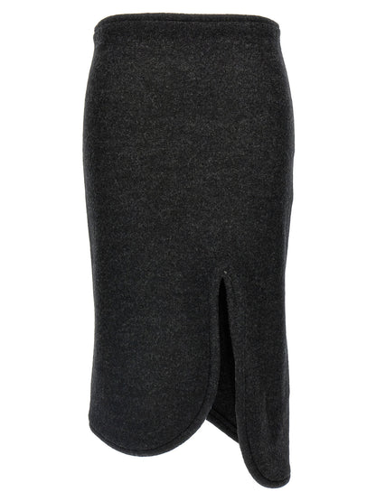 Victoria Beckham Padded Tube Detail Skirt Gray