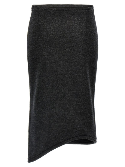 Victoria Beckham Padded Tube Detail Skirt Gray