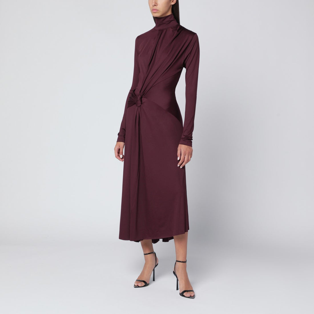 Victoria Beckham midi dress with knotted interlace in burgundy